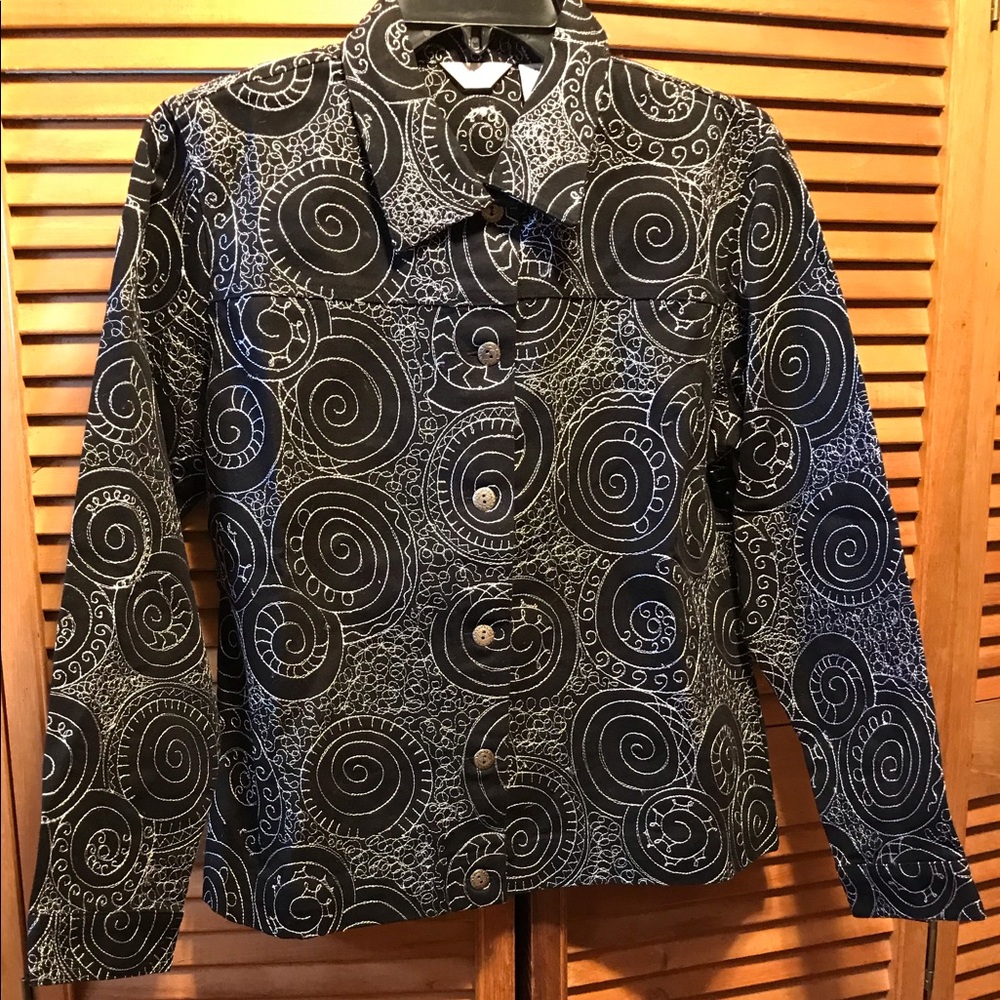 Laura Ashley Black & White Embroidered Jacket